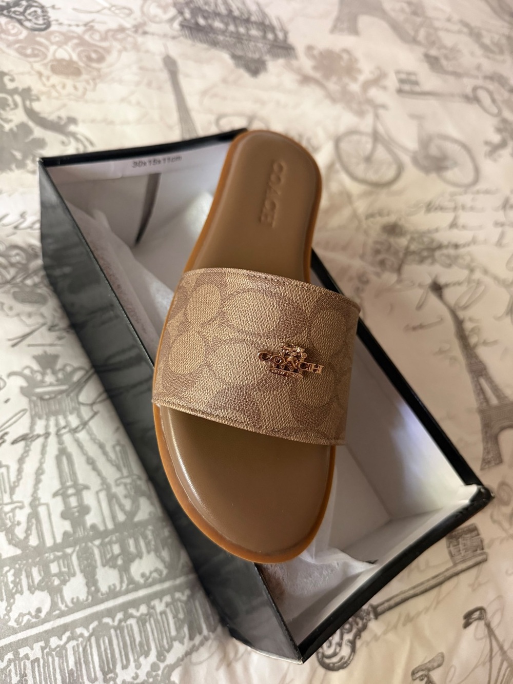 Coach Brown Signature Logo Slide Sandal